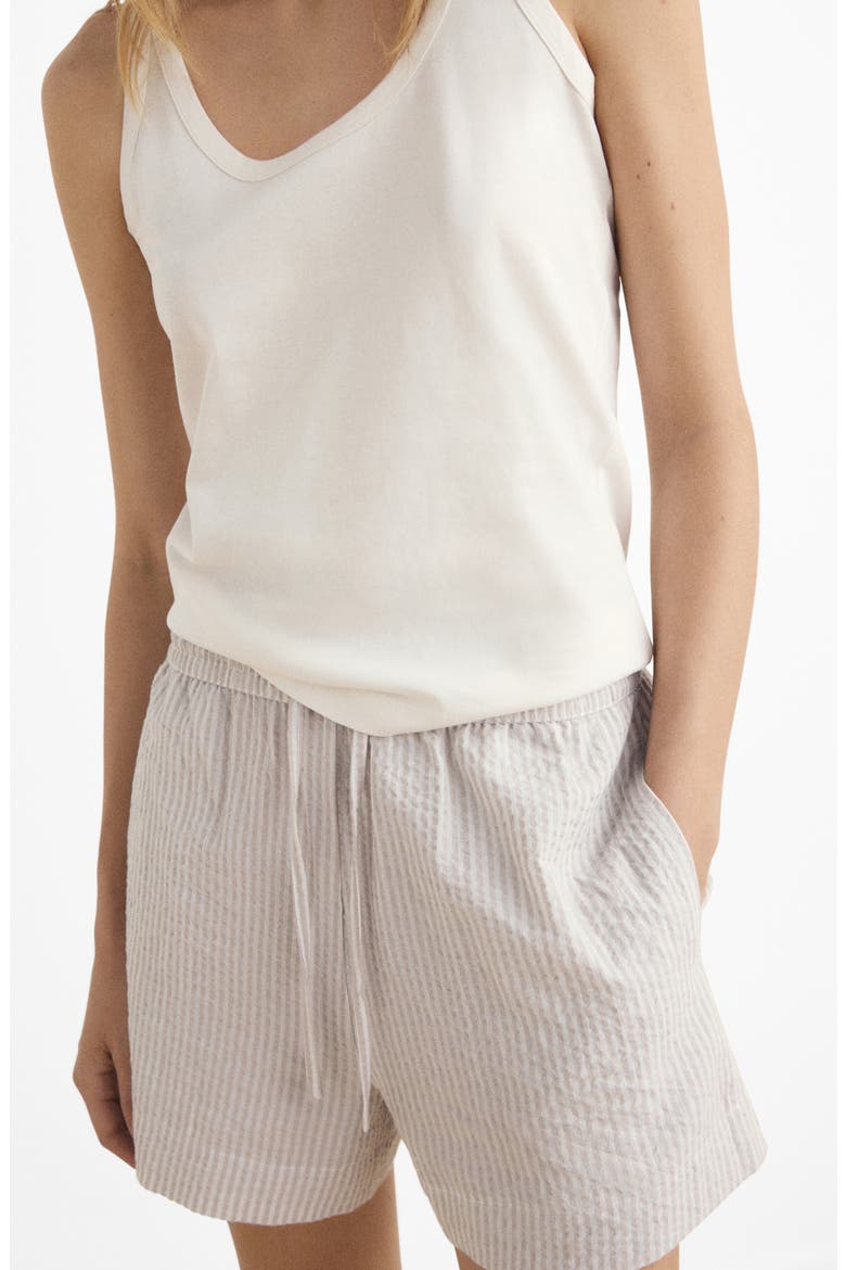 Two-Piece Stripe Short Pajamas, Alternate, color, MEDIUM BROWN