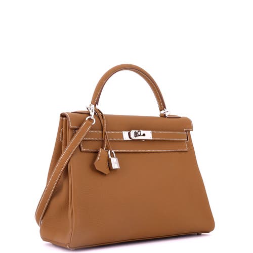 Pre-owned Hermes Hermes Kelly Handbag Brown Togo With Palladium Hardware 32 In Brown