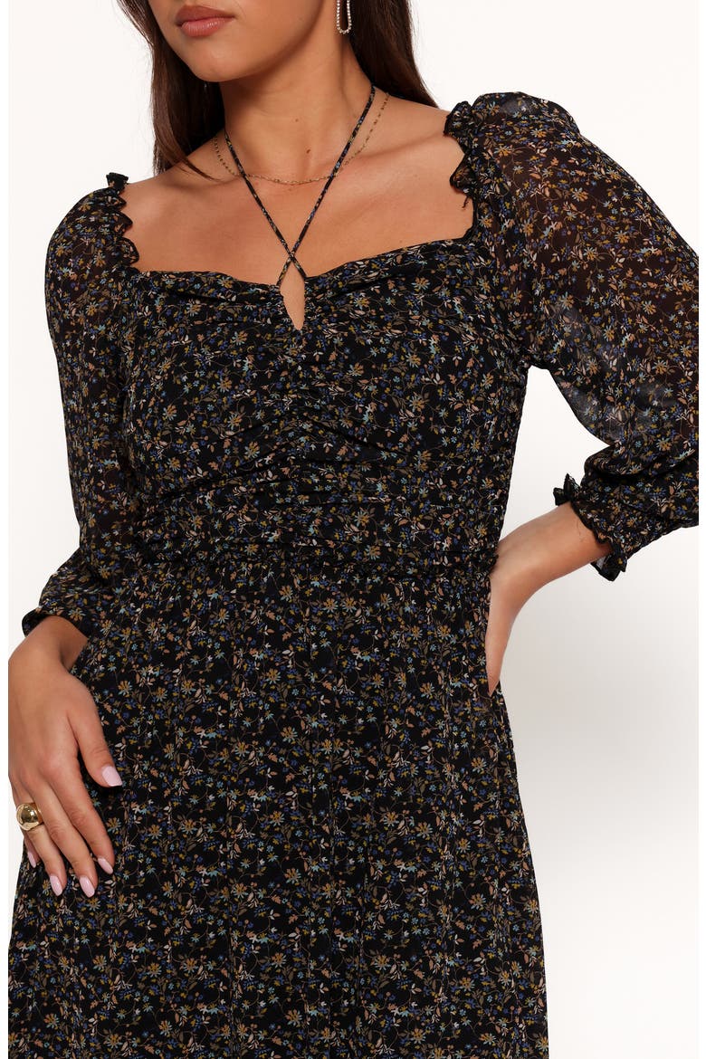 Kezia Floral Long Sleeve Midi Dress, Alternate, color, NAVY DITSY FLORAL