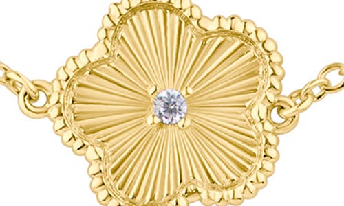 Cz By Kenneth Jay Lane Crystal & Clover Station Necklace In Gold