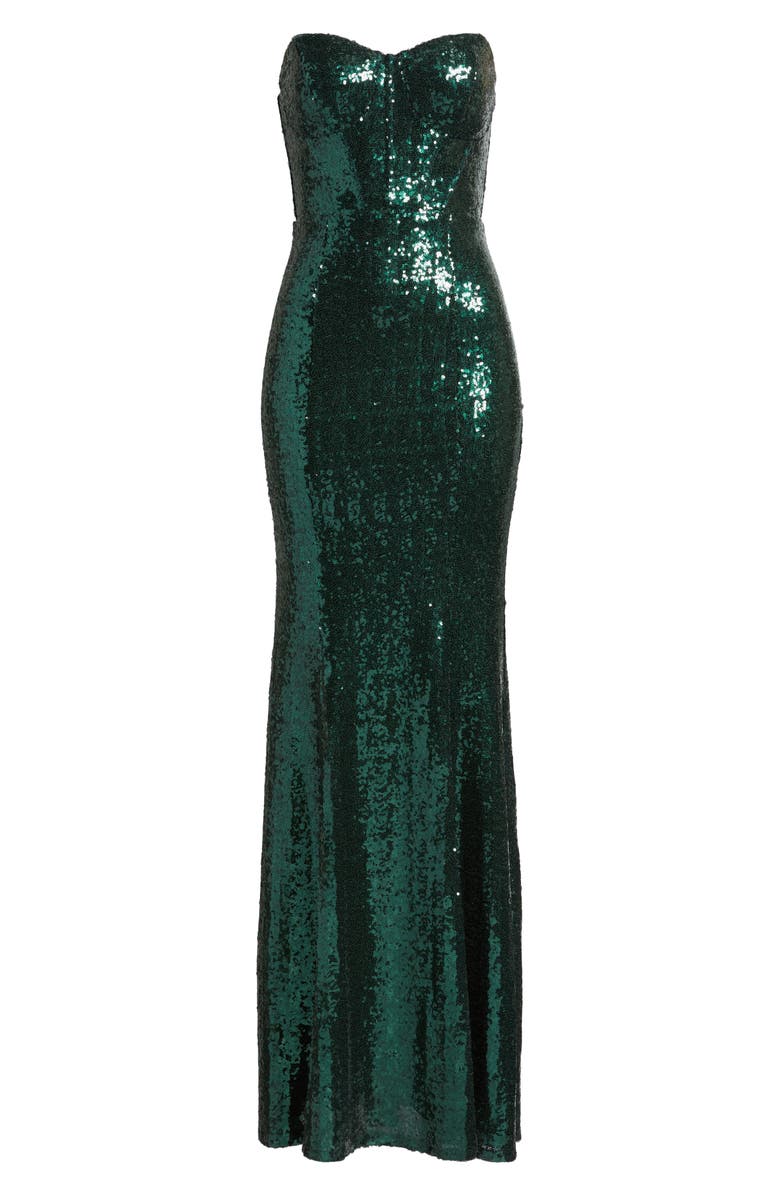 CITY STUDIO Hunter Strapless Lace-Up Gown, Alternate, color, Hunter Green