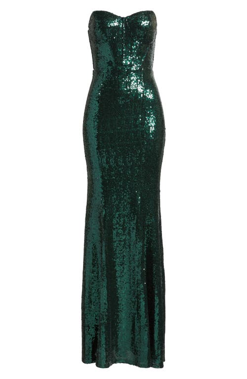 City Studio Hunter Strapless Lace-up Gown In Hunter Green