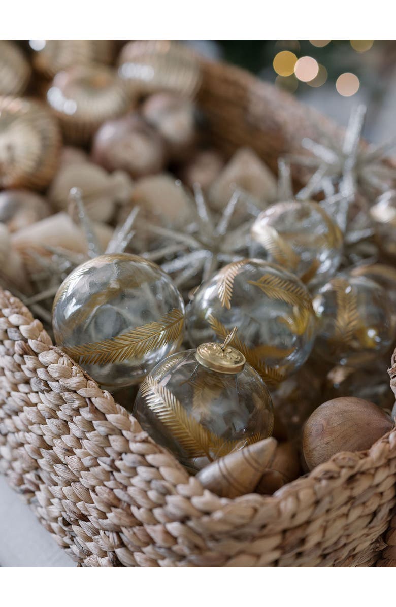 CG Hunter 3" Artisan Glass Gold Etched Leaf Ornament, Alternate, color, Gold