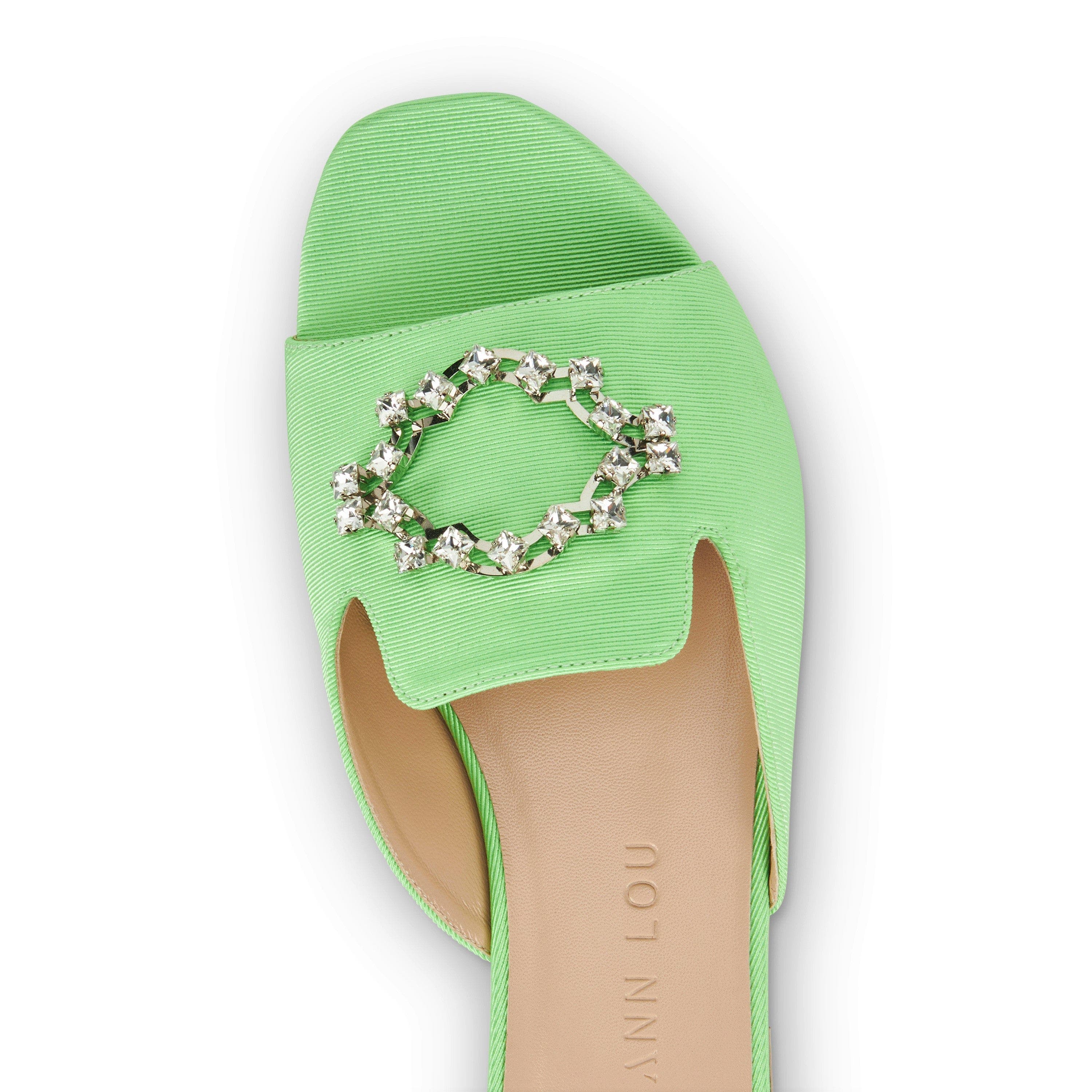 AIMEE ANN LOU Cleo Crystal Slipper in Grosgrain, Alternate, color, Kiwi
