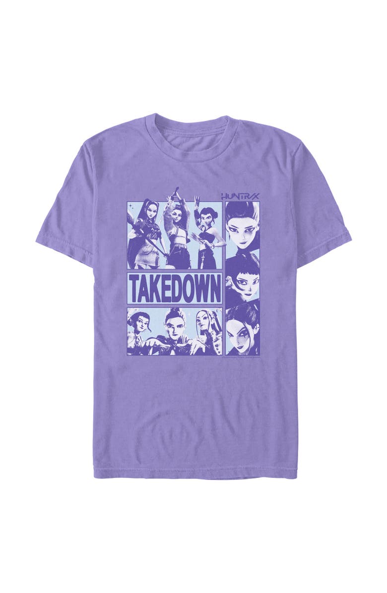 KPop Demon Hunters Men's KPop Demon Hunters Takedown Huntrix Logo  Graphic T-Shirt, Main, color, Violet