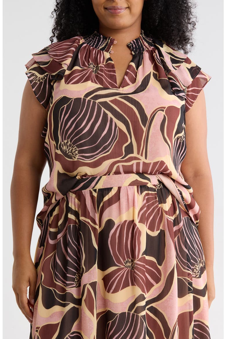 Mock Neck Ruffle Sleeve Top, Main, color, R693 PINK