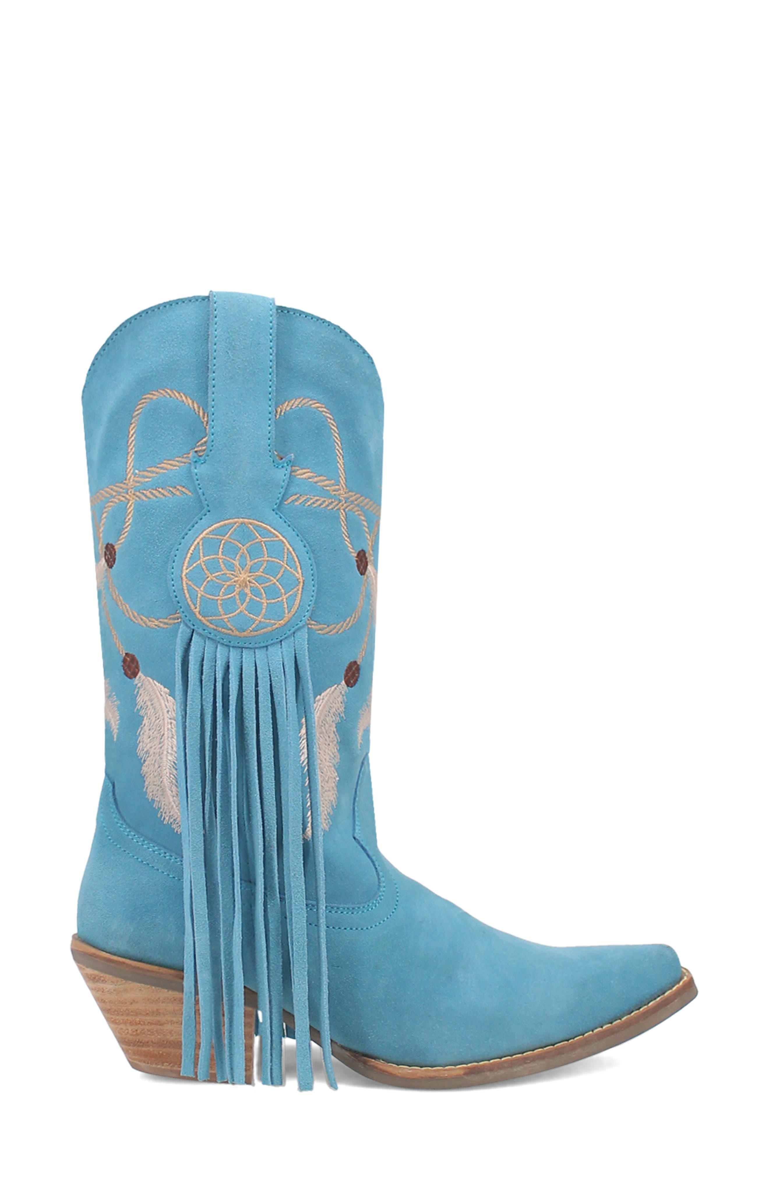 Dingo Day Dream Fringe Embroidered Western Boot, Alternate, color, Blue