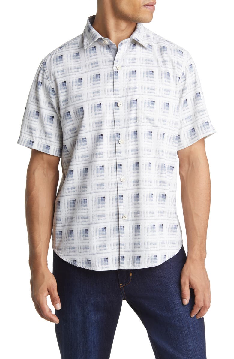 Tommy Bahama Men's Echo Beach Tiles Short Sleeve Silk Button-Up Shirt, Main, color,