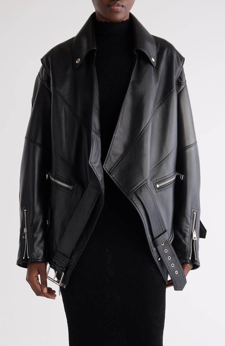 Givenchy Upside Down Leather Jacket, Main, color, Black