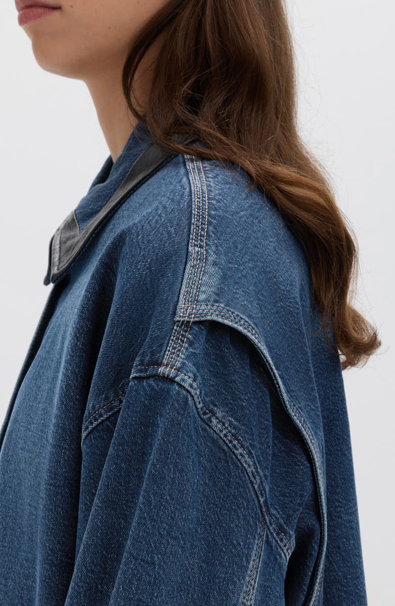 M&S Denim Bomber Jacket, Alternate, color, Medium Indigo Blue