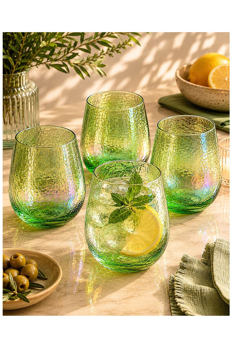Apertivo Set of 4 Stemless Glasses, Alternate, color, GREEN