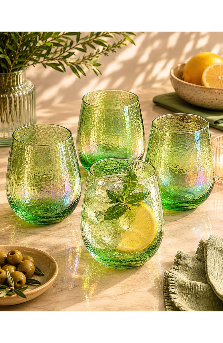 Zodax Apertivo Set of 4 Stemless Glasses, Alternate, color, Green