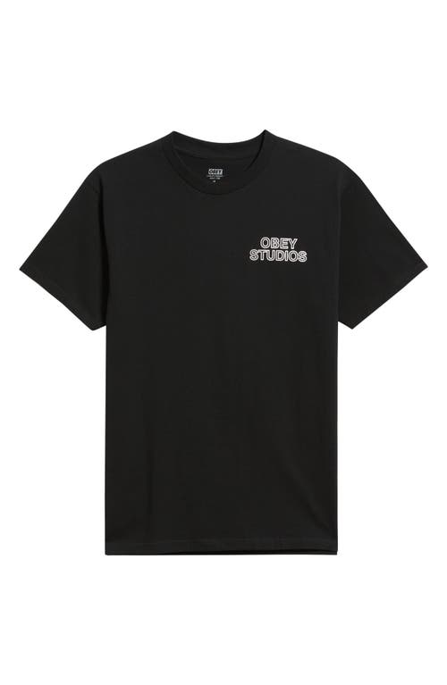 Obey Studios Statue Graphic T-shirt In Black
