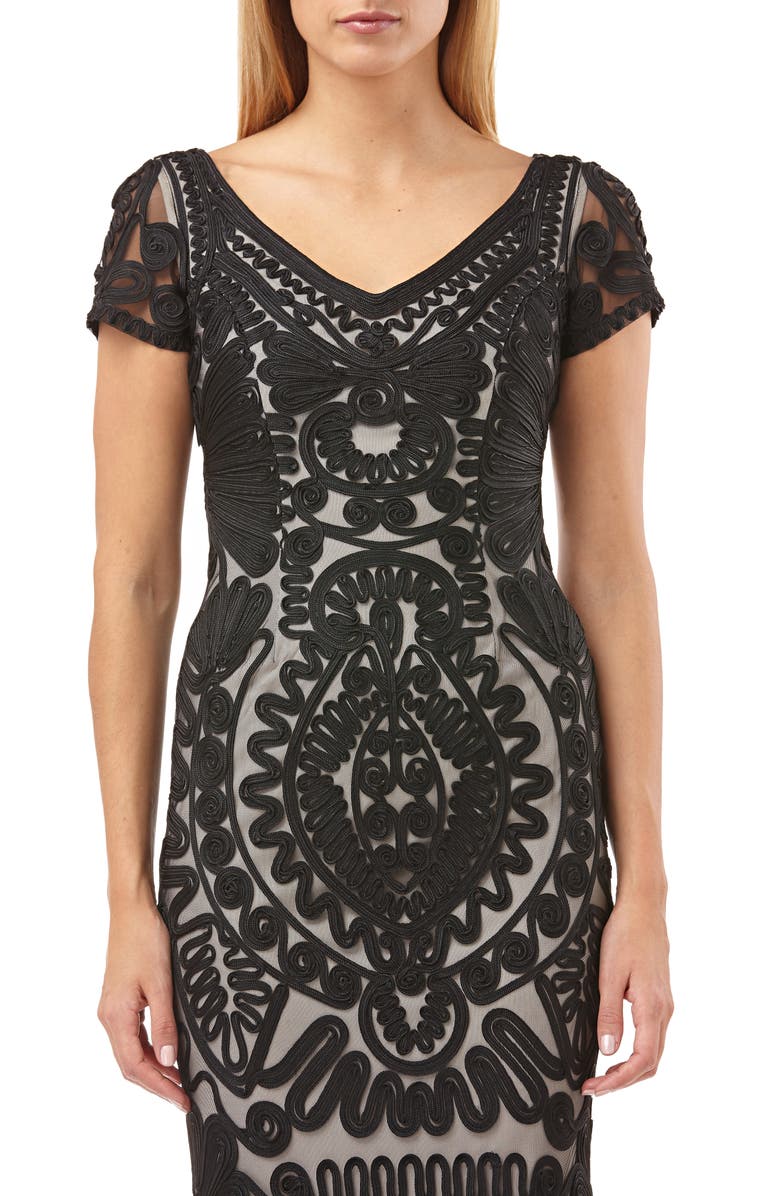 JS Collections Soutache Trumpet Dress, Alternate, color, 