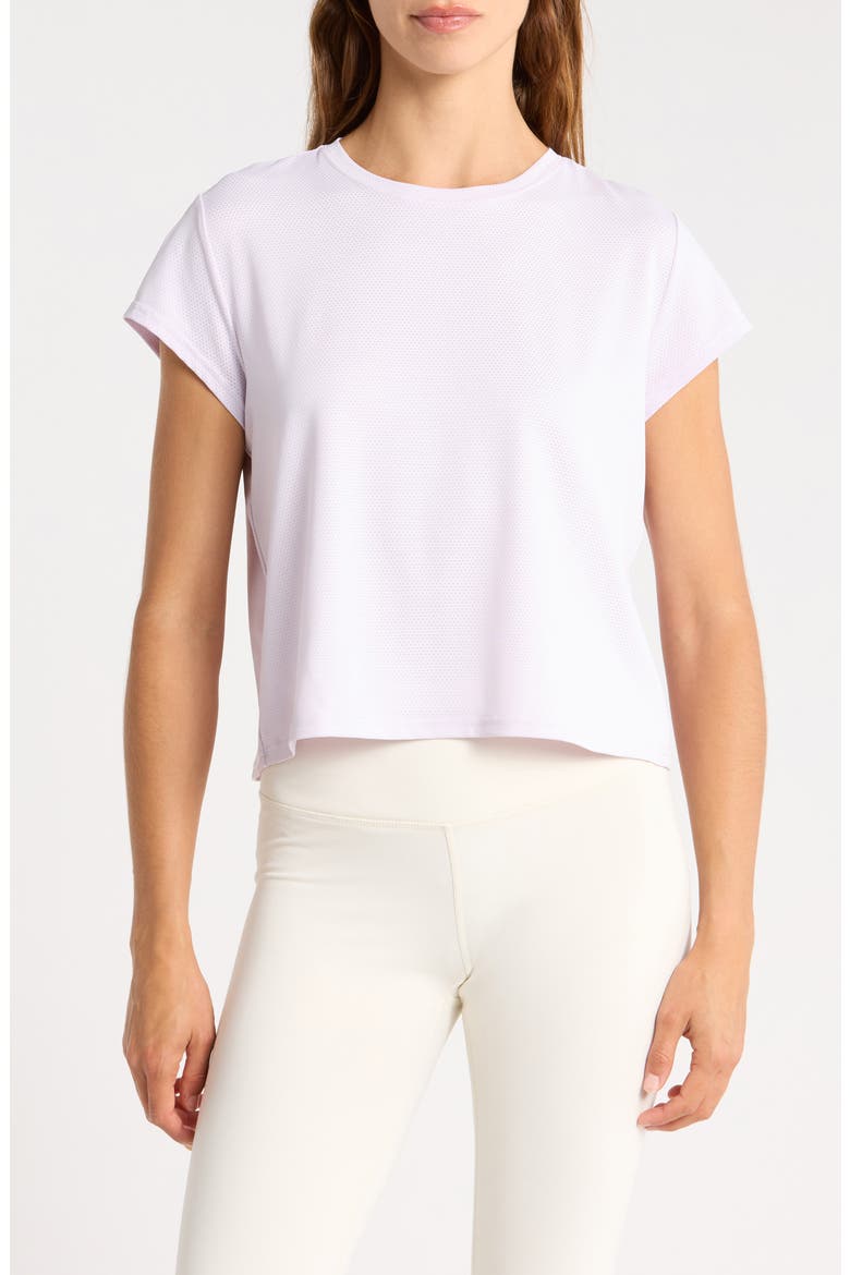 Flow Mesh Pleated T-Shirt, Main, color, PURPLE HUSH