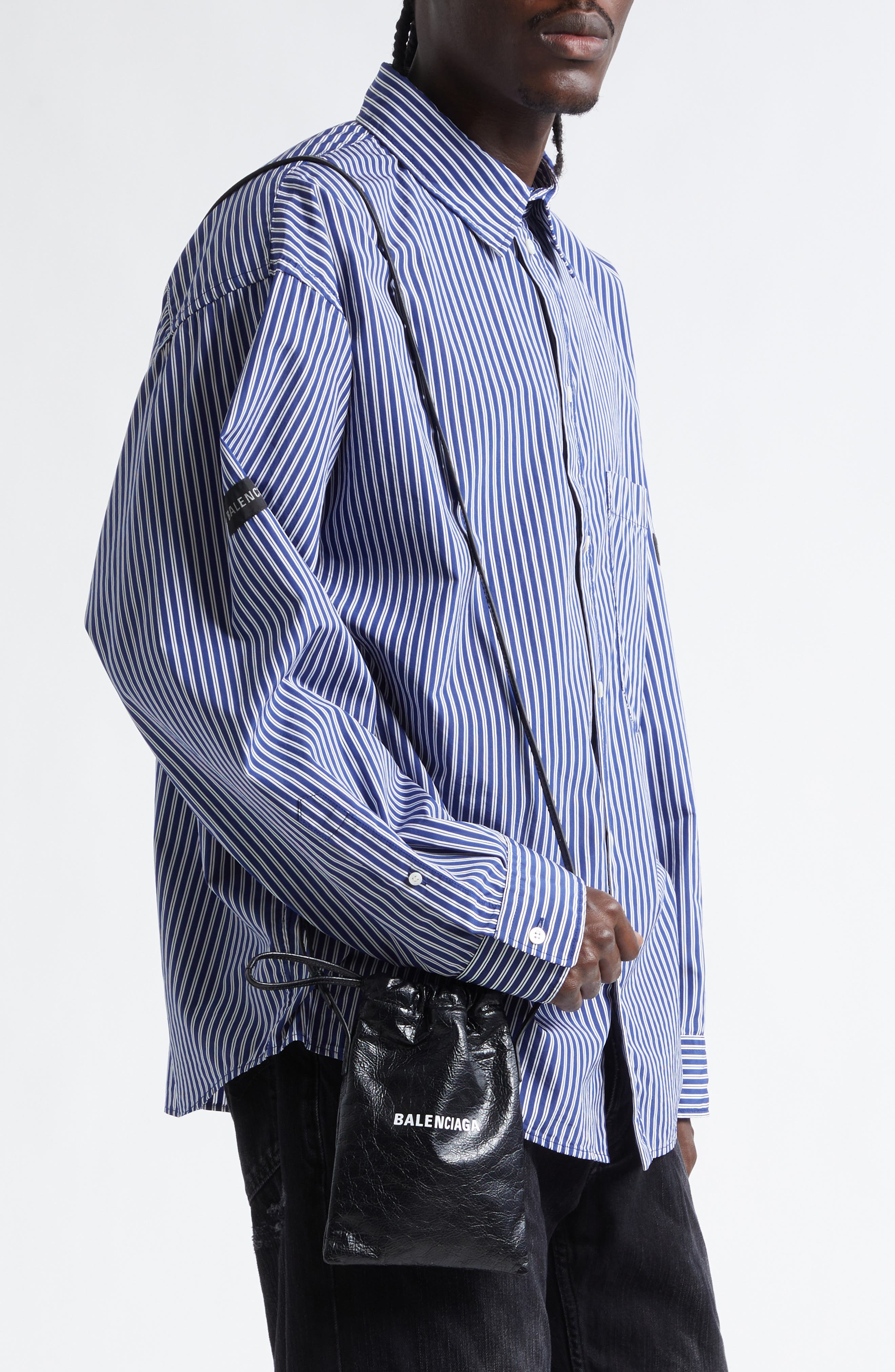 Balenciaga Shopper Phone Holder, Alternate, color, 1090 Black/ L White