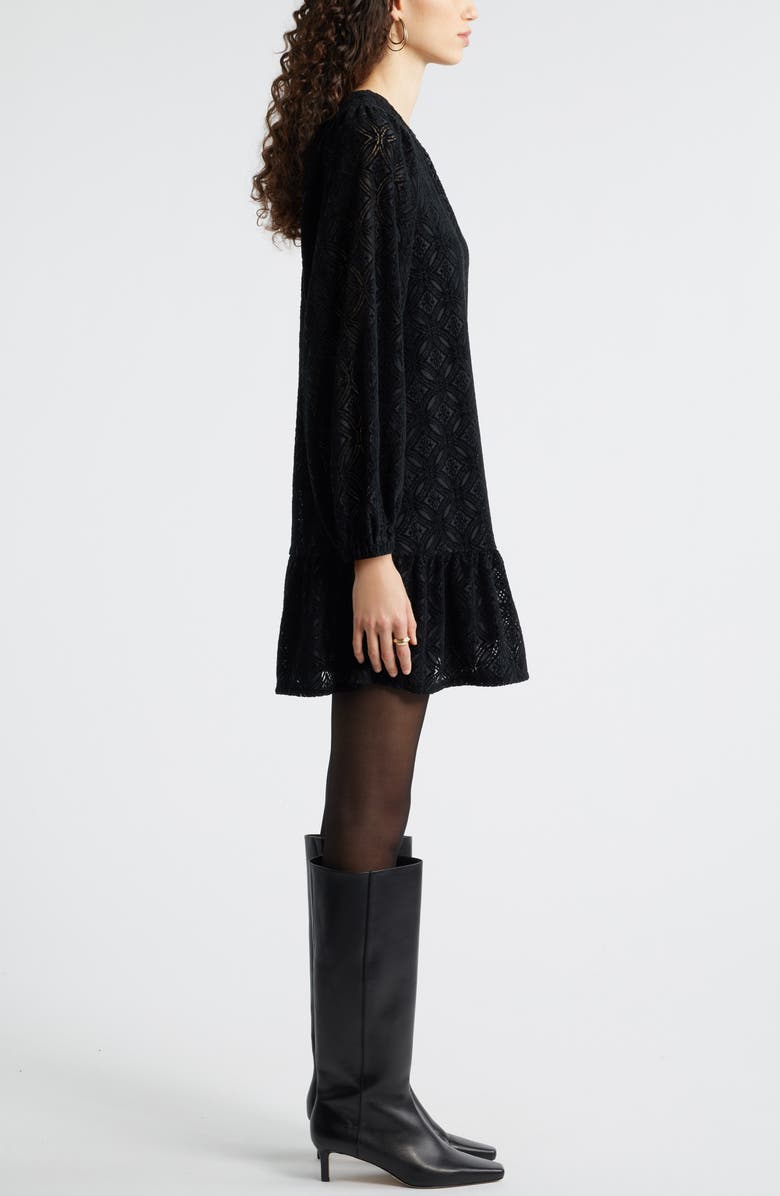 Treasure & Bond Long Sleeve Drop Waist Chenille Minidress, Alternate, color, Black