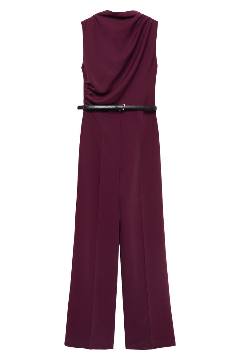Belted Sleeveless Wide Leg Jumpsuit, Alternate, color, WINE