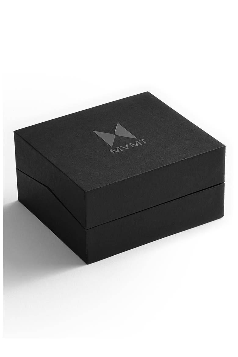 MVMT Voyager Mesh Strap Watch & Leather Strap, 42mm, Alternate, color, BLACK