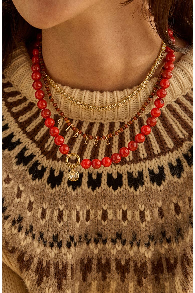 Janette Beaded Pendant Necklace, Alternate, color, RED