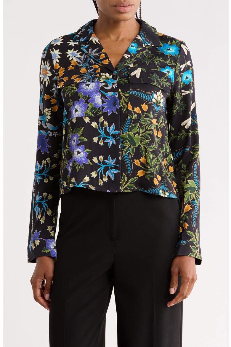 Cropped Utility Top, Main, color, BLACK MULTI FLORAL LEAF