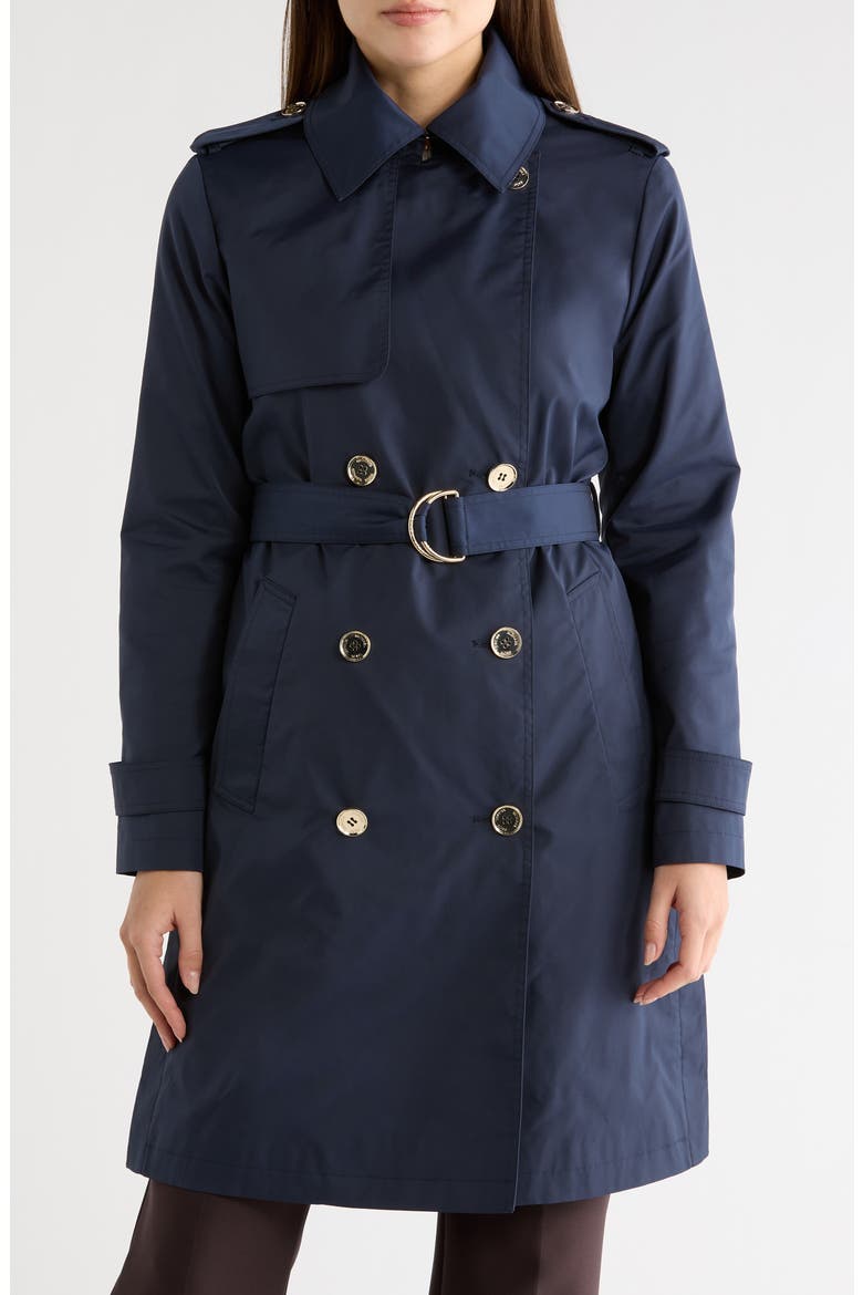 Belted Double Breasted Trench Coat, Main, color, MIDNIGHT