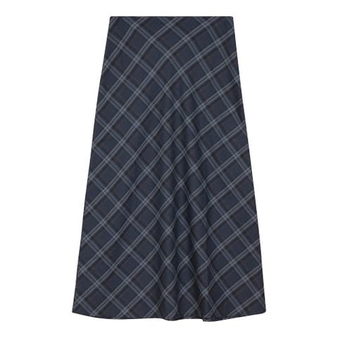 Plaid Wool Invisible Zipper Skirt