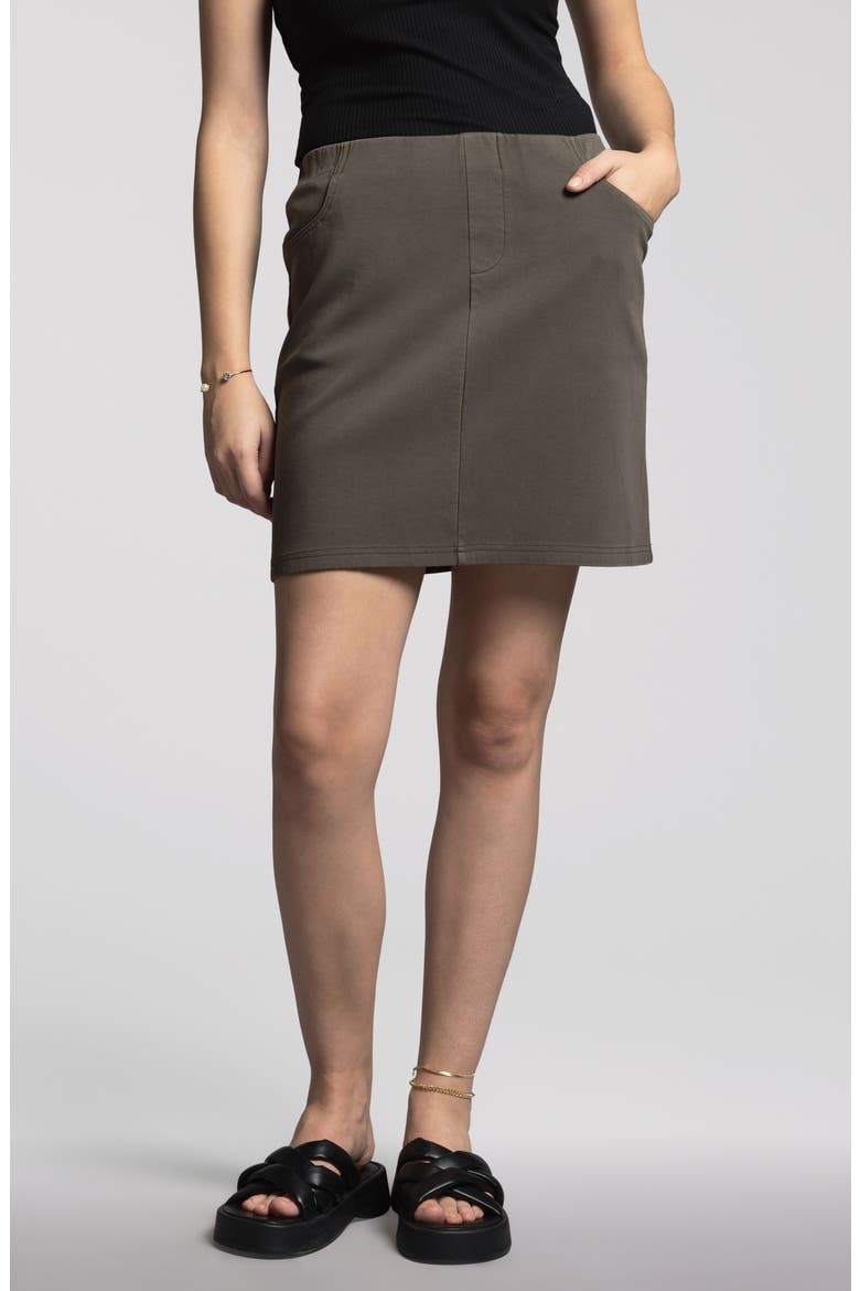 Genevieve Cotton Blend Skirt, Main, color, BLACK BROWN