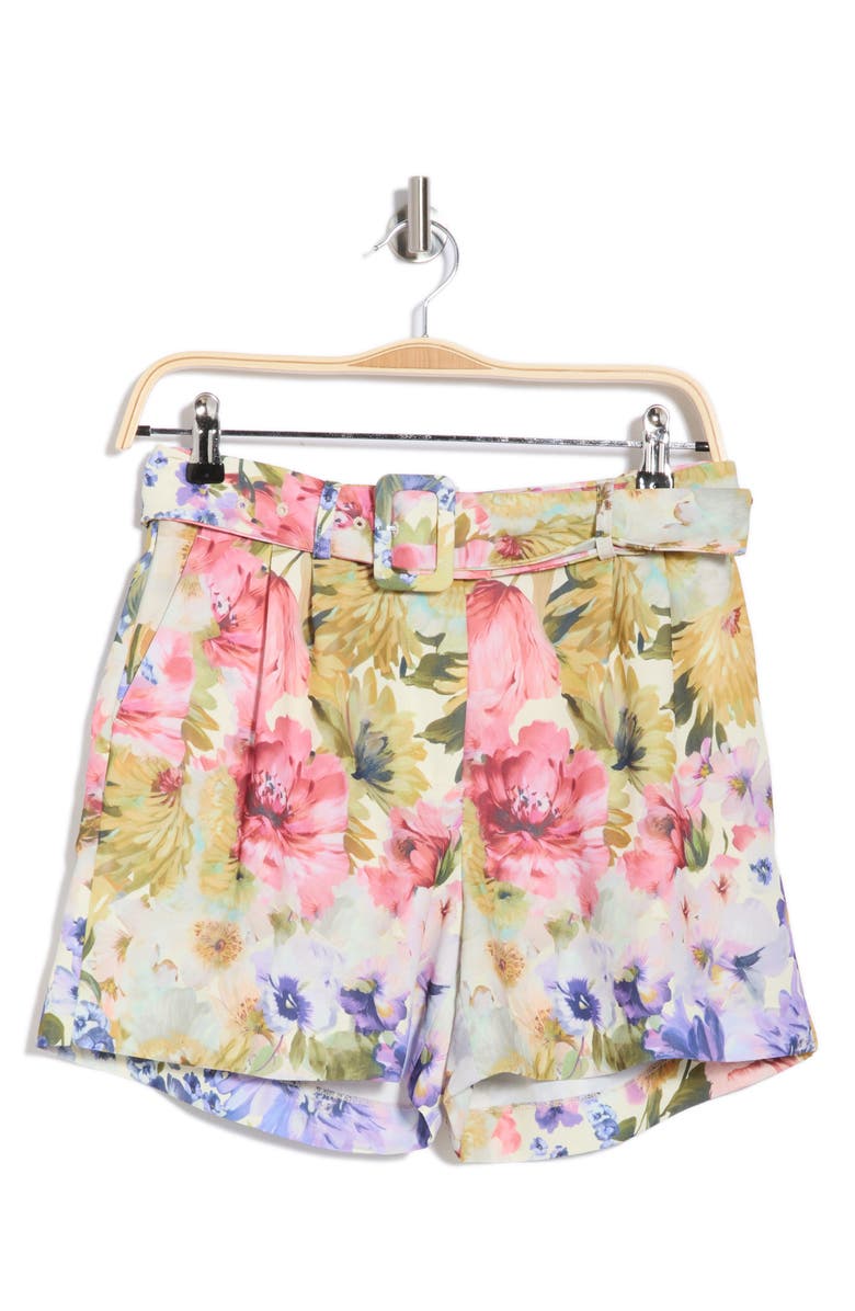 JASON WU Floral Belted High Waist Shorts, Alternate, color, 