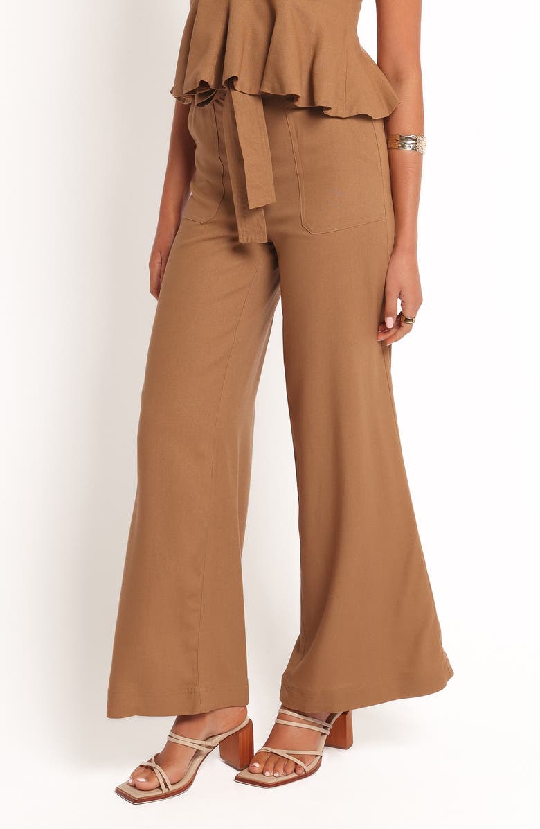 Petal & Pup Zuva Tie Waist Cotton & Linen Pants, Alternate, color, Golden Palm