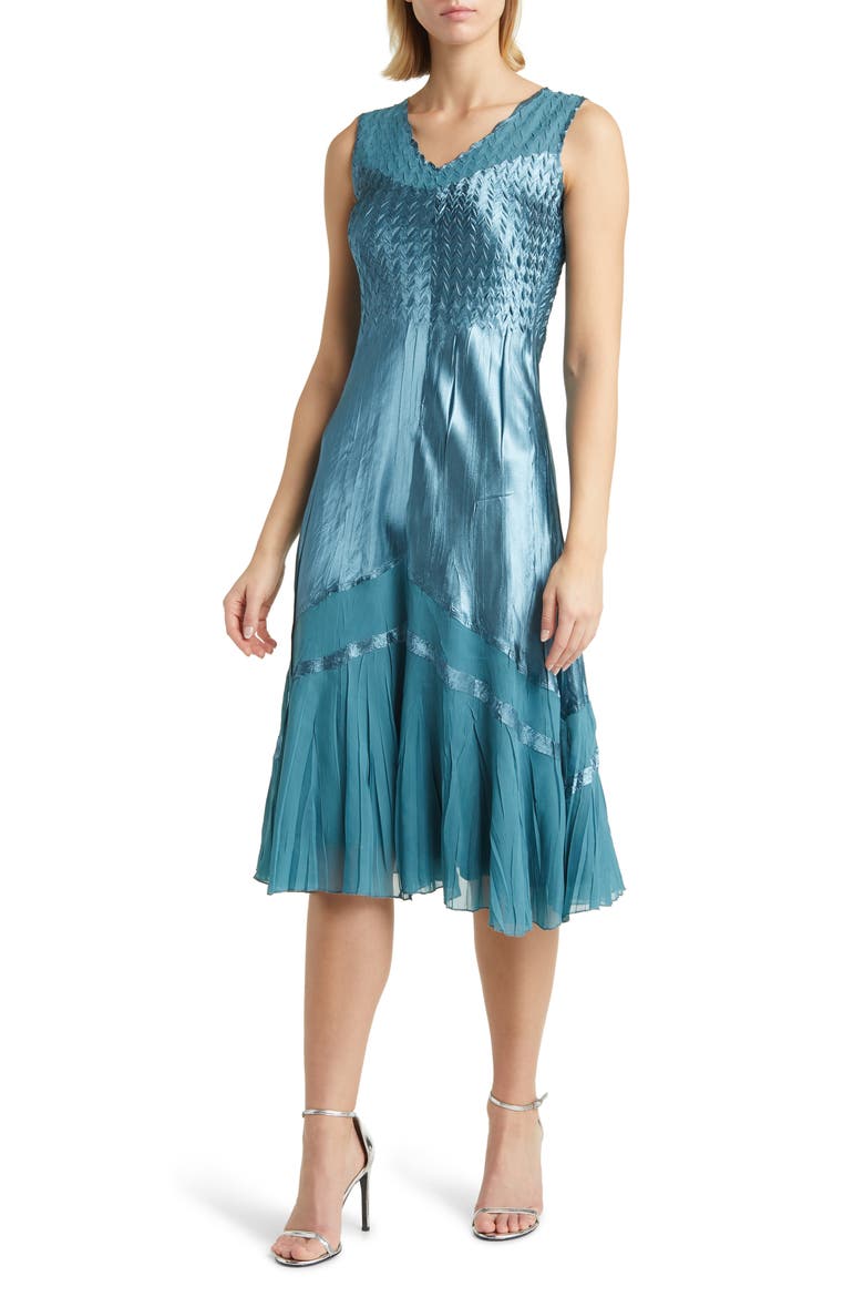 Ruffle Charmeuse & Chiffon Cocktail Dress with Jacket, Alternate, color, SILVER BLUE
