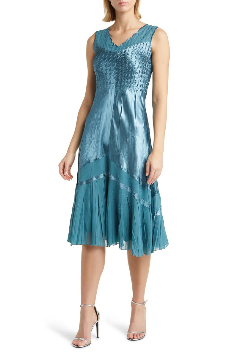 Komarov Ruffle Charmeuse & Chiffon Cocktail Dress with Jacket, Alternate, color,