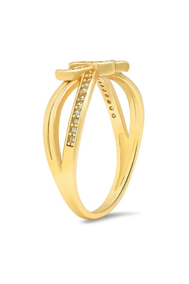 Sterling Silver CZ Love Knot Ring, Alternate, color, GOLD