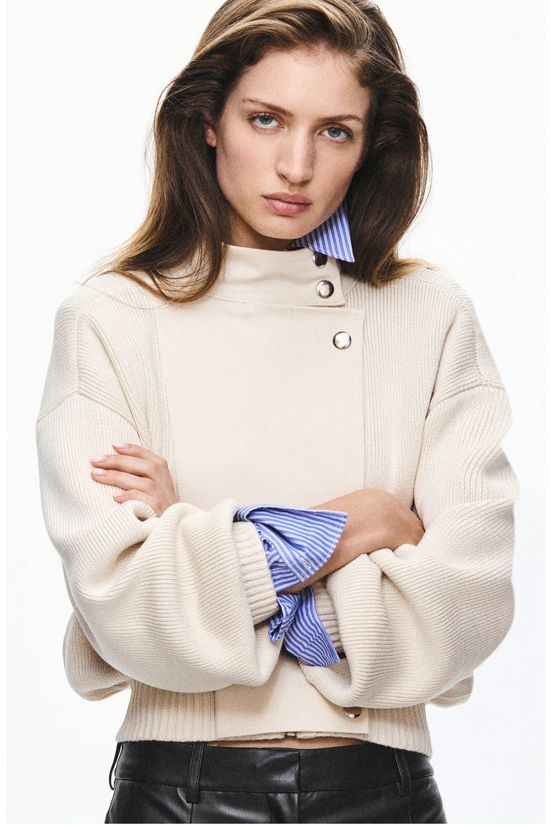 Knit Moto Jacket, Alternate, color, ECRU