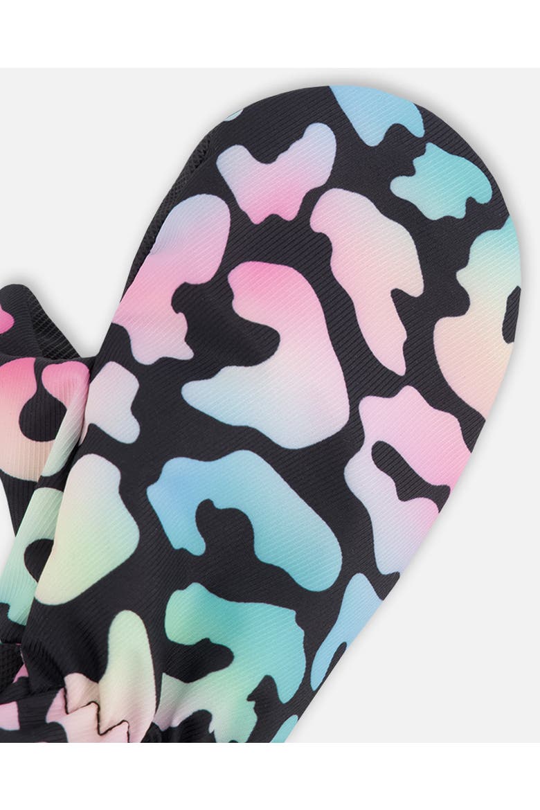 Girl Mid-Season Mittens Animal in Recycled Polyester, Alternate, color, Black Animal Print