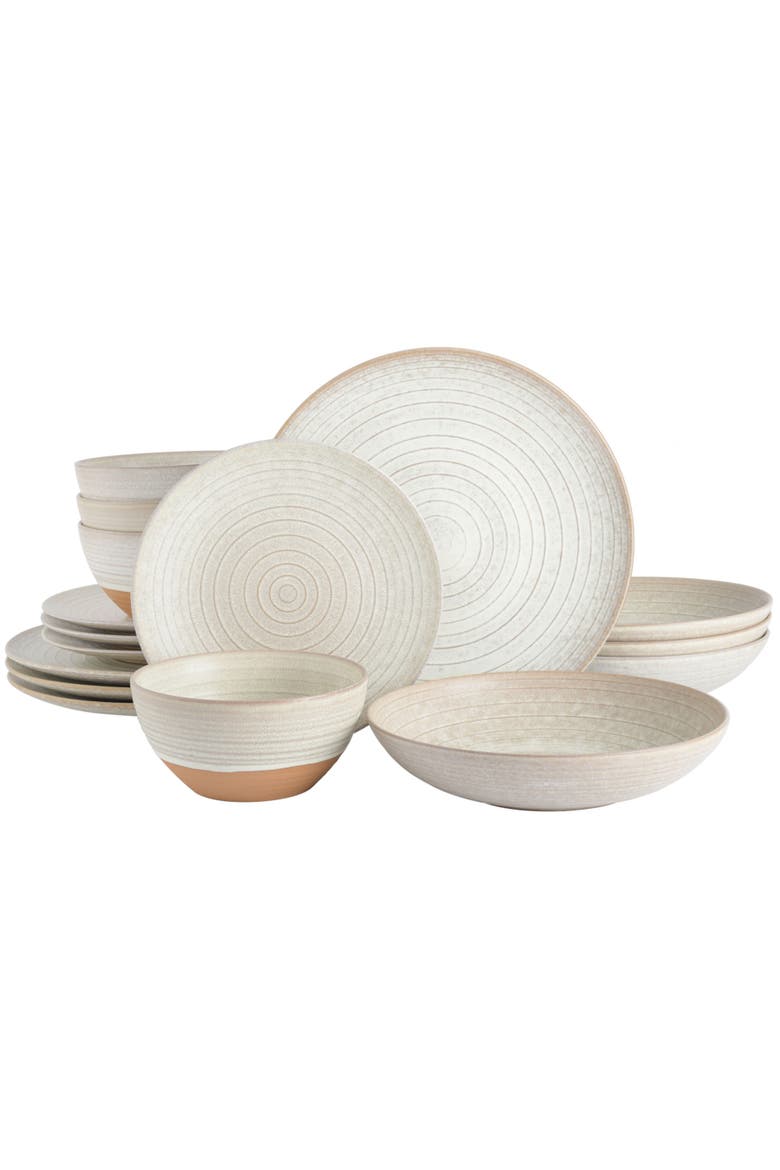 Dreamweaver 16-Piece Double Bowl Dinnerware Set, Service for 4, Main, color, Cream