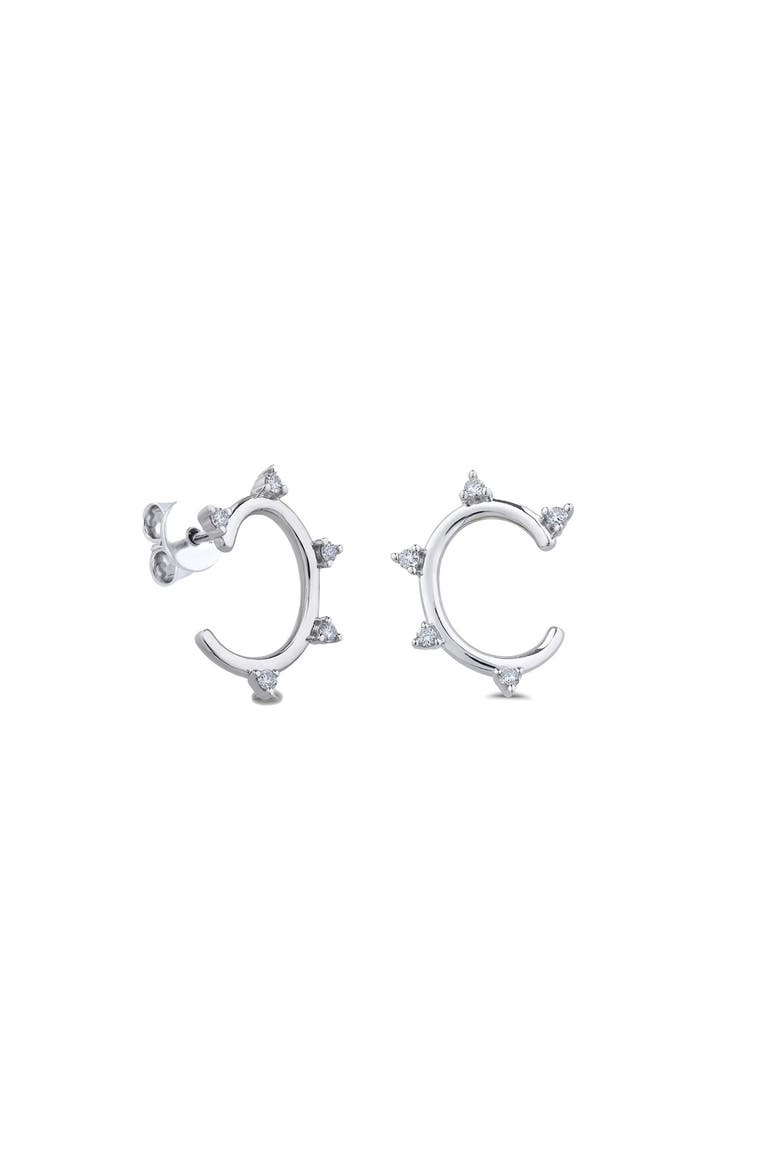 Mini Spiky Oval Earrings, Main, color, Silver