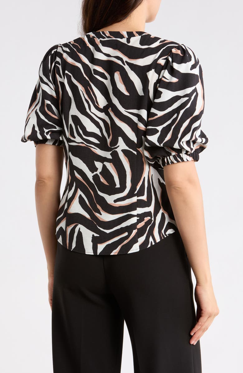 Gemma + Jane Puff Sleeve Button-Up Top, Alternate, color, Black Ivory