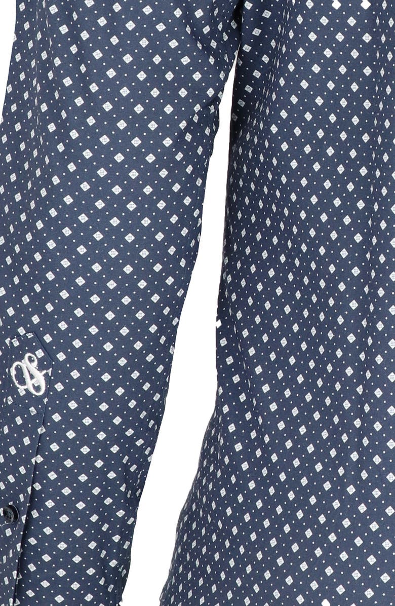 Scotch & Soda Modern Fit Diamond Stretch Cotton Dress Shirt, Alternate, color, Navy