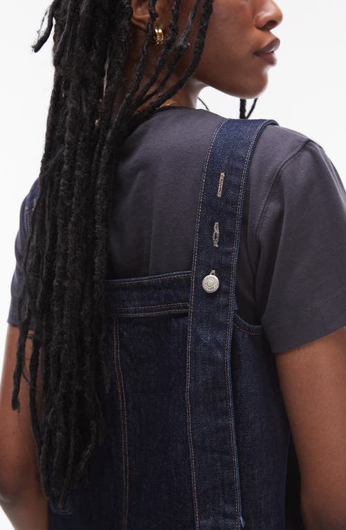 Topshop Denim Pinafore Minidress In Indigo