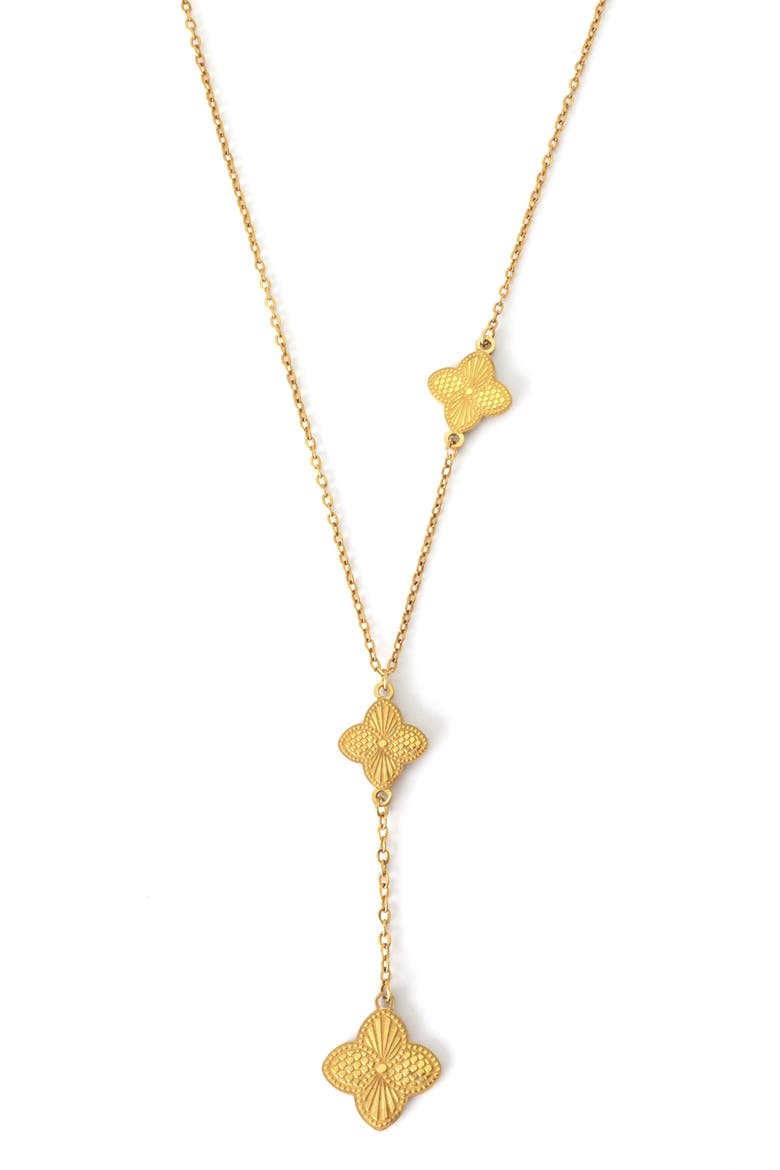 Clover Charm Y Necklace, Main, color, GOLD