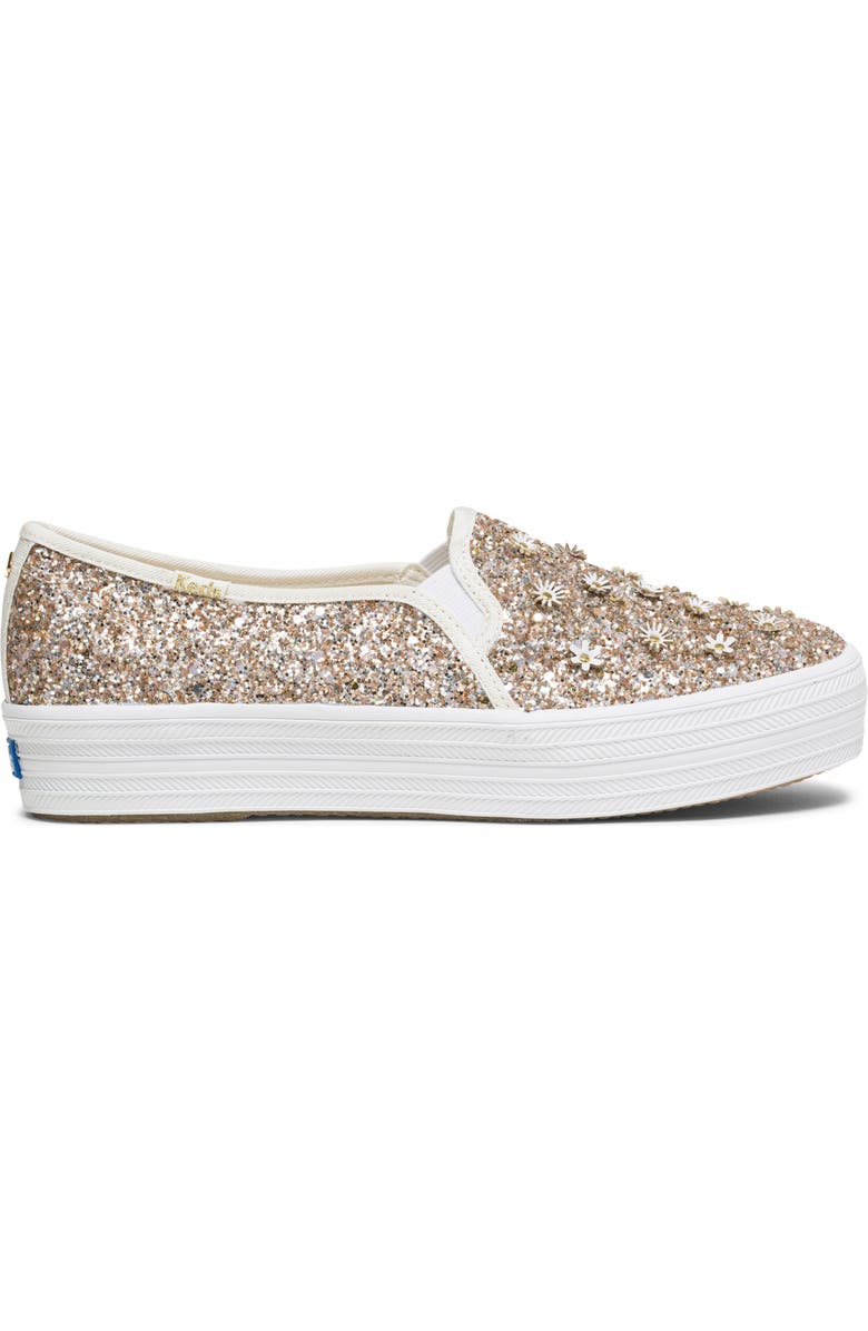 Keds<sup>®</sup> x kate spade new york triple decker glitter slip-on sneaker, Alternate, color,