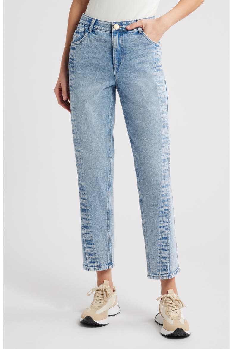 Spliced High Waist Ankle Straight Leg Jeans, Main, color, LIGHT BLUE ARTISANAL