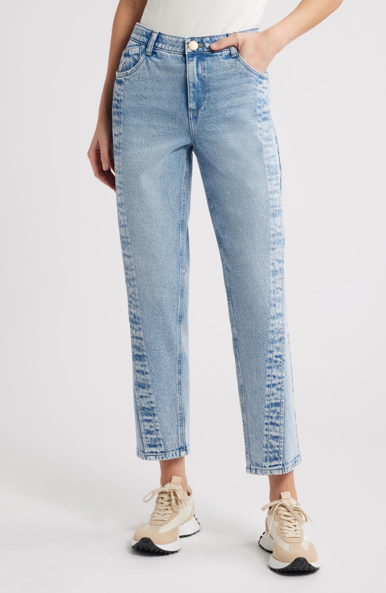 Wit & Wisdom Spliced High Waist Ankle Straight Leg Jeans, Main, color, Light Blue Artisanal