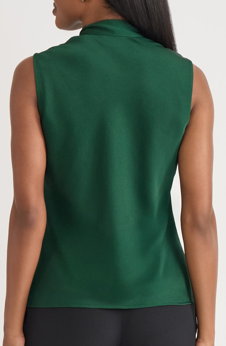 KASPER Bow Detail Sleeveless Satin Top, Alternate, color, Evergreen