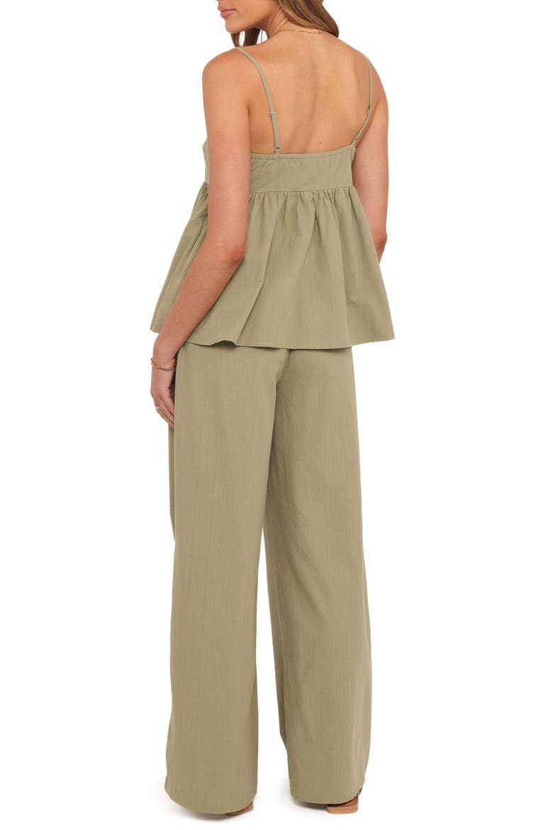 Jessica Cotton Babydoll Camisole & Wide Leg Pants Set, Alternate, color, OLIVE