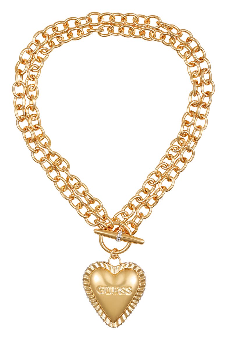 Heart Pavé Pendant Toggle Necklace, Alternate, color, GOLD TONE