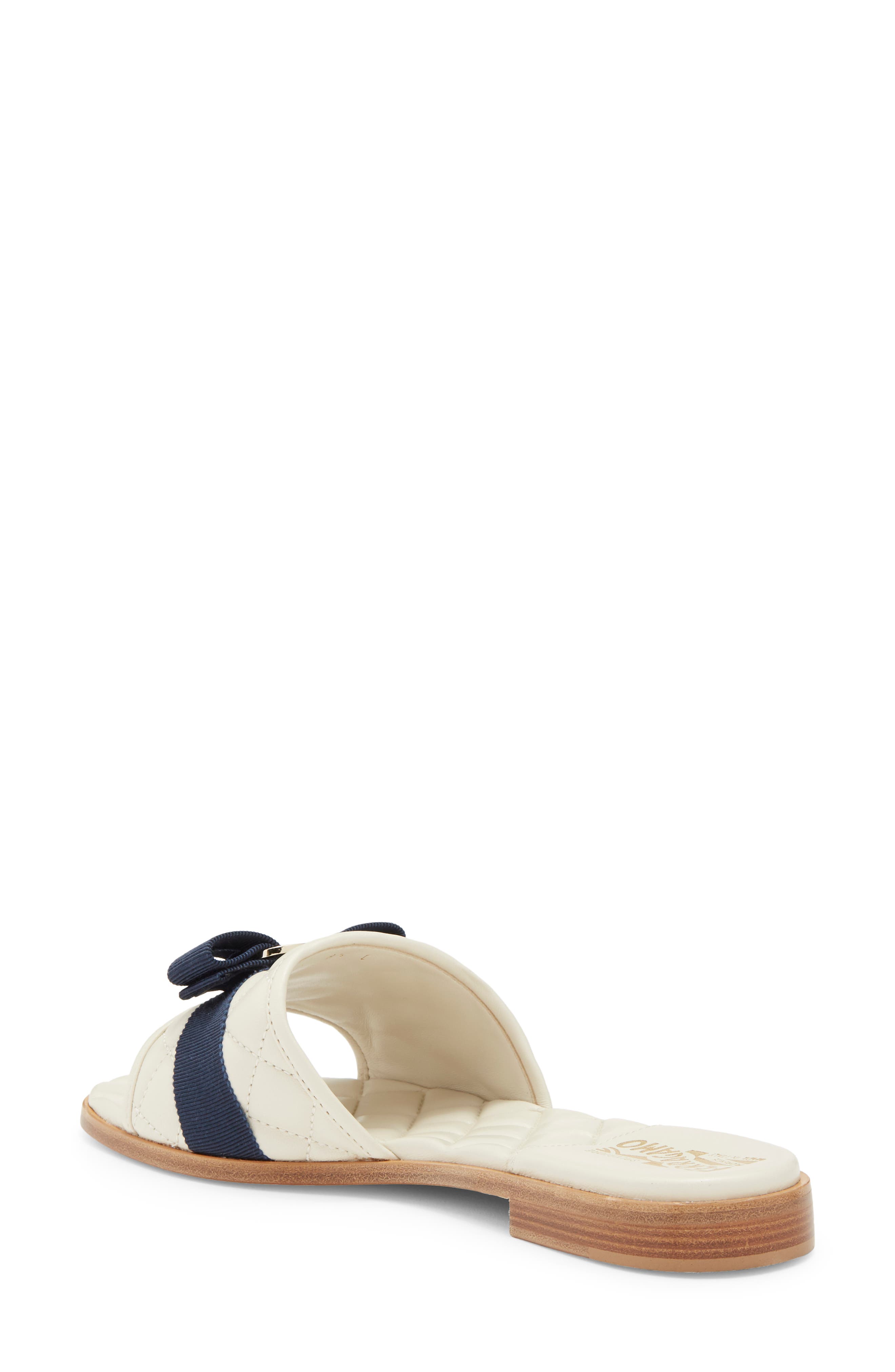 Lovec Q Bow Quilted Slide Sandal, Alternate, color, MASCARPONE