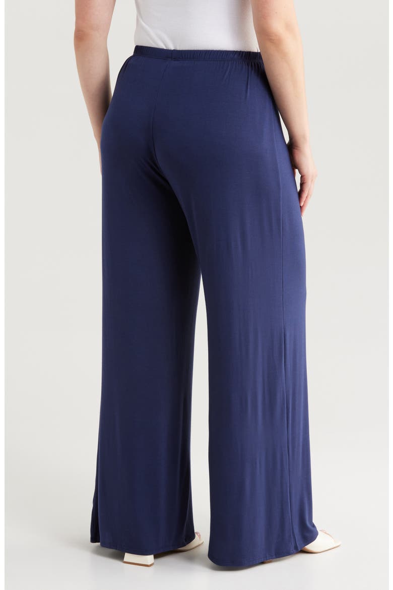 Elastic Waist Stretch Flare Pants, Alternate, color, NAVY