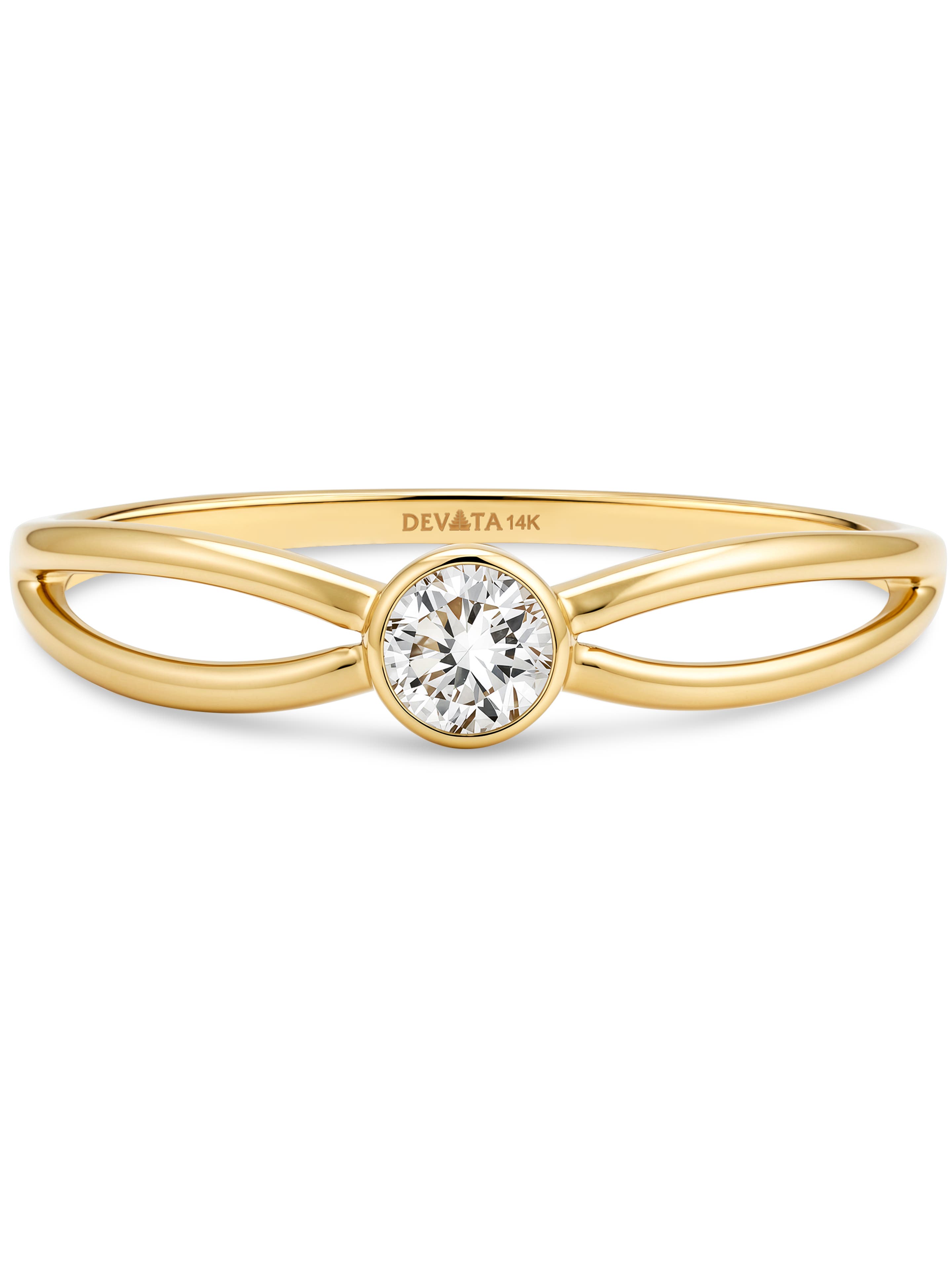 DEVATA Knot Round Bezel Lab Grown Diamond Ring in 14K Gold (Women ...